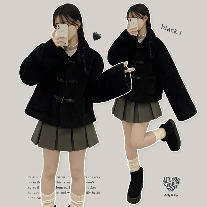 [귀여움/아방핏🧸] 도톰포근~ 양털 뽀글이 떡볶이 더플 자켓 테디베어 숏코트 상세 이미지 3