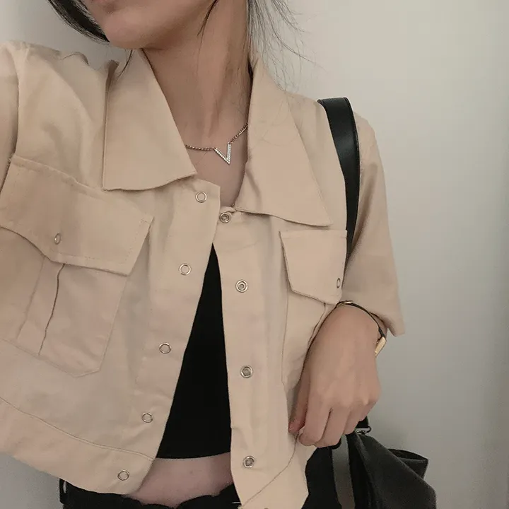 [여름*.*/핏보장🤍] 아몬드 야상 크롭 반팔 자켓 상세 이미지 33