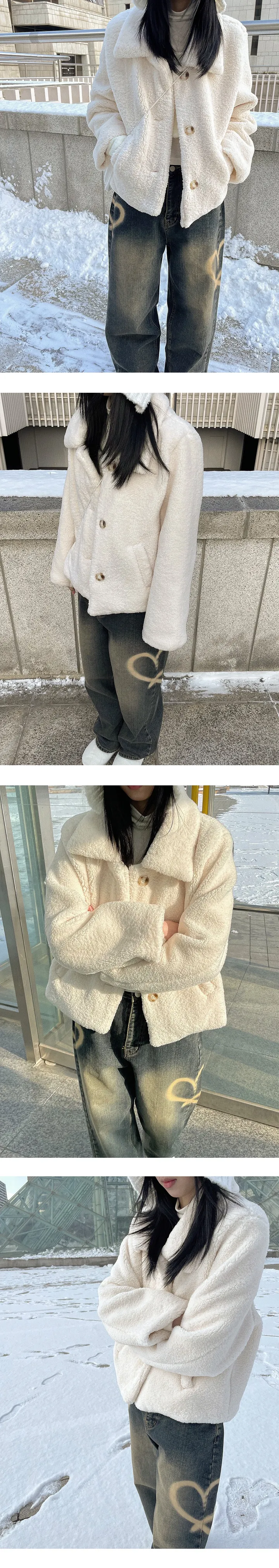 [요청재진행!🖤]포비 양털 누빔 퍼 자켓 상세 이미지 12