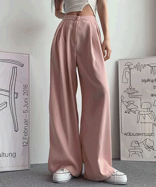 [한여름까지!/S,M,L] 썸머 핀턱 베리와이드 오버 슬랙스