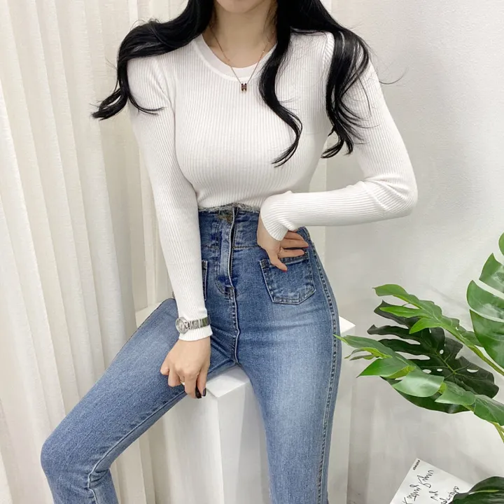 [당일방송-아이,블랙만/묶음할인] 봄 가을 겨울 이안 코이 부들 라운드 골지 니트 티셔츠 이너티 상세 이미지 5
