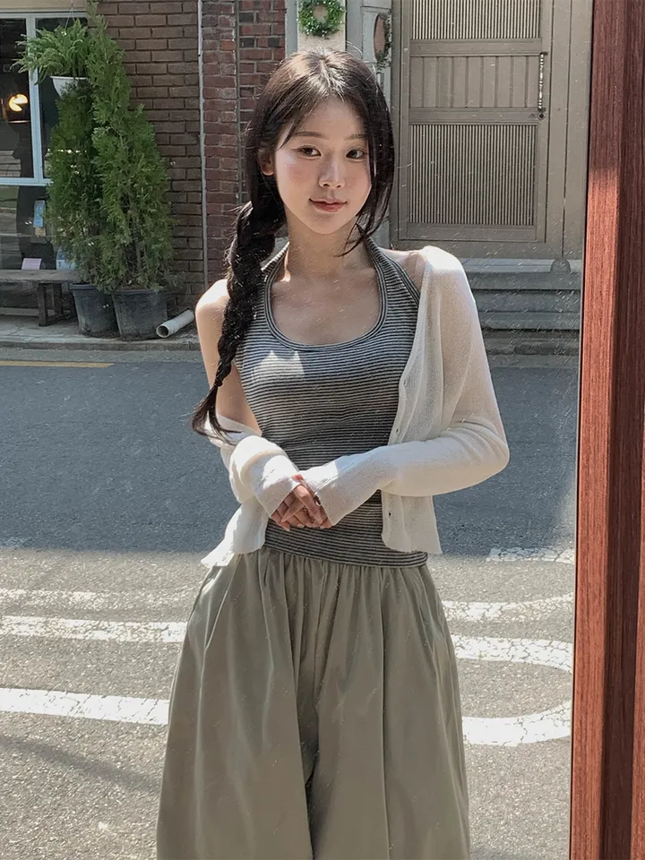 [여름까지🩵/핏강추] 르비 시스루 여리핏 세미 크롭 브이넥 긴팔 가디건 5colors 상세 이미지 29
