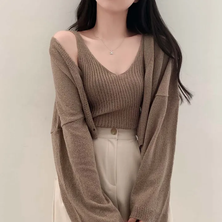 [✨SET가격/3천장 돌파!✨]피부에 달라붙지 않는, 부클 가디건+나시 투피스 세트 상세 이미지 30