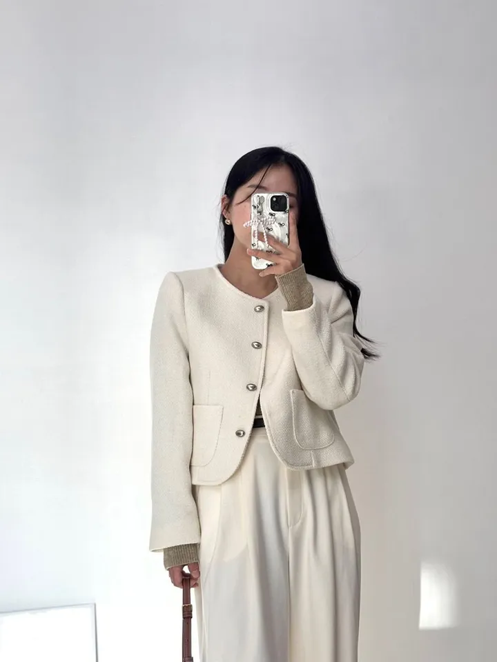 [봄신상할인💛/고퀄] 비엔느 트위드 노카라 울 자켓 (3color) 상세 이미지 24