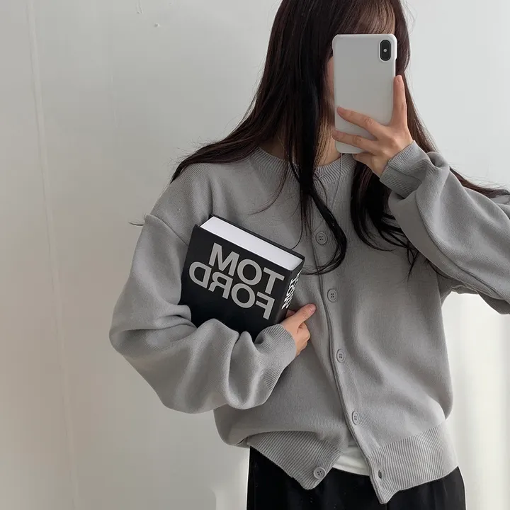 [ 데일리/무려~12컬러 ] 가을 겨울 포포 도톰 라운드 가디건 상세 이미지 12