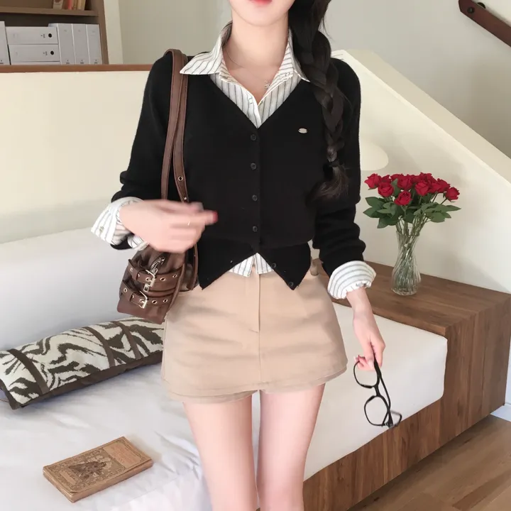 [ 고퀄리티 ] 아이비 은장 브이넥 크롭 니트 가디건 상세 이미지 13