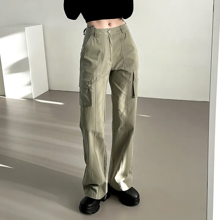 [당출🚀숏/롱ver] 절개라인 카고 롱 일자핏 와이드 면팬츠 4color 상세 이미지 55