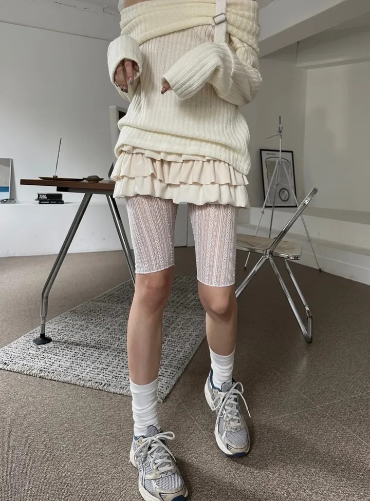 [5부st] pippi lace slim layered shorts leggings / 삐삐 레이스 슬림 레이어드 쇼츠 레깅스 상세 이미지 10