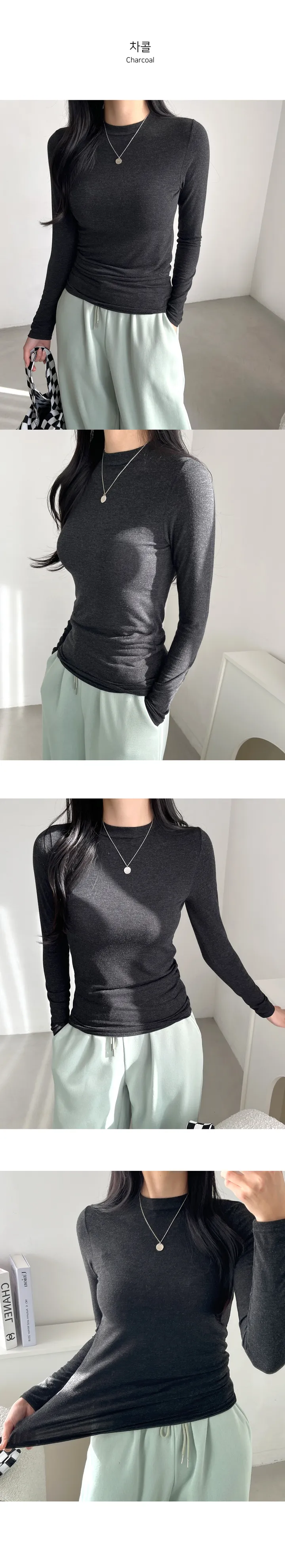 (쫀쫀/핏메이커) 늘씬핏 데일리 슬림 스판 긴팔 티셔츠 12color 이너 레이어드 무지 상세 이미지 21