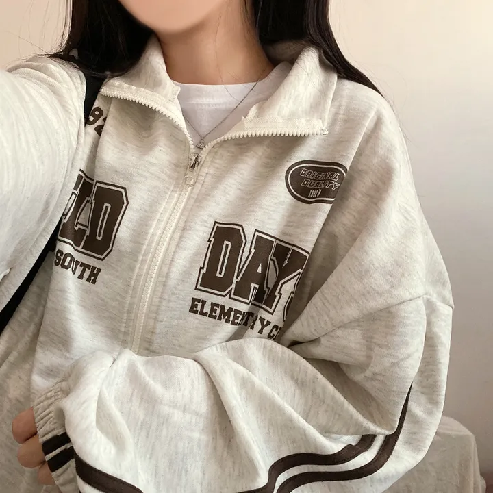 봄가을*[4col/예쁜무드] 필데이 두줄 져지 레터링 아노락 데일리 집업 상세 이미지 9