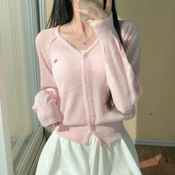 [여름신상💗] 부클 파스텔 팬던트 심볼 브이넥 여름 가디건 - 6color (파스텔/펜던트/와펜/나그랑/긴팔/브로치/쭈리/꾸안꾸/데일리/베이직/그물) 상세 이미지 17