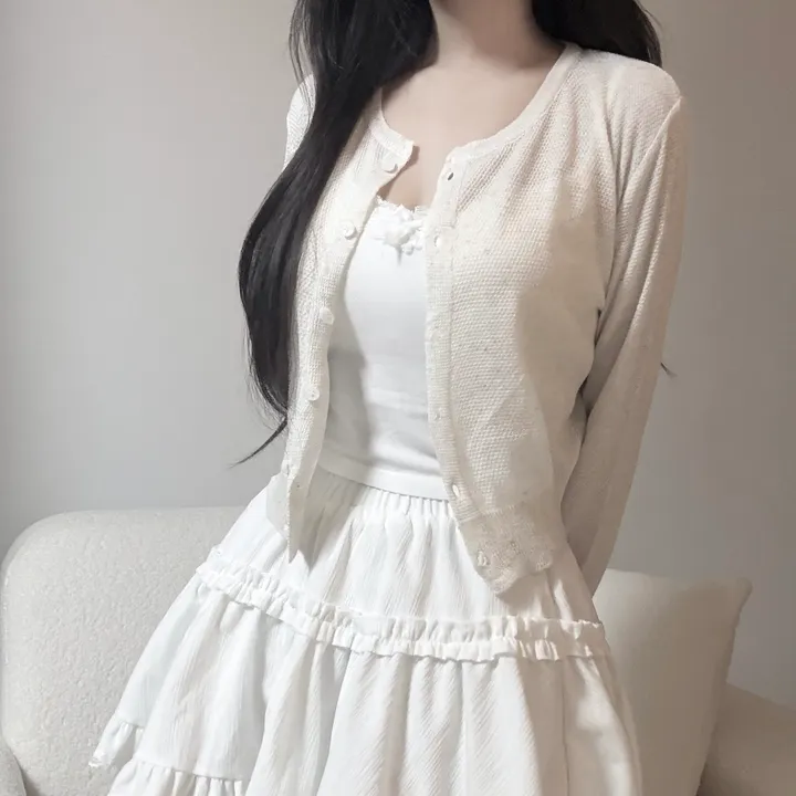 [여름까지/벚꽃룩] 린넨 간절기 크롭 기본 라운드 가디건 상세 이미지 22