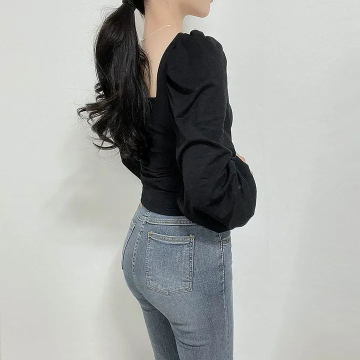 [속옷비침X!묶음할인]여리글램 퍼프 모어 스퀘어 반크롭 긴팔T 4col 상세 이미지 13