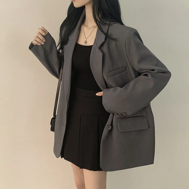 [봄ver/리얼오버핏] 고퀄! 모던 박시 데일리 투버튼 사이드포켓 싱글자켓 오피스룩 하객룩 데이트룩 빅사이즈 상세 이미지 16