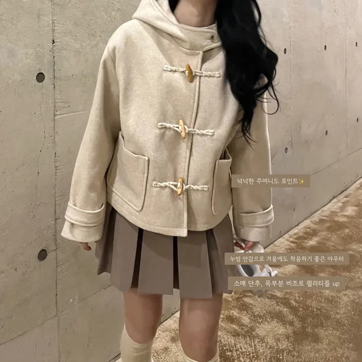(하프버전출시)후드 떡볶이 숏 코트 자켓 누빔안감 상세 이미지 2