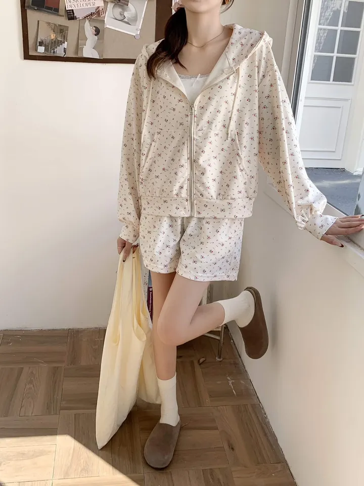 당일발송💌[귀욤뿜뿜] 플라워 후드집업 바지세트 촌캉스 꽃놀이 봄신상 상세 이미지 6