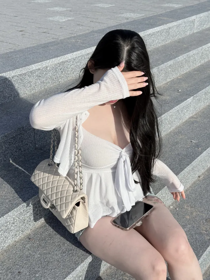 *청순치트키템* 썸머 리본 플레어 프릴나시 가디건세트 1color/ 여름가디건 나시가디건세트 시스루가디건 가디건나시셋업 살안타템 상세 이미지 13