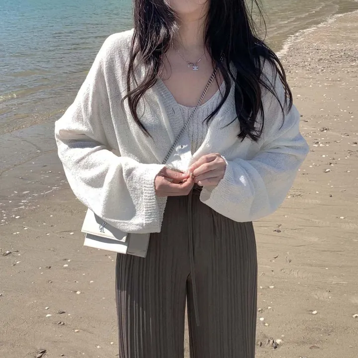 [✨SET가격/3천장 돌파!✨]피부에 달라붙지 않는, 부클 가디건+나시 투피스 세트 상세 이미지 15