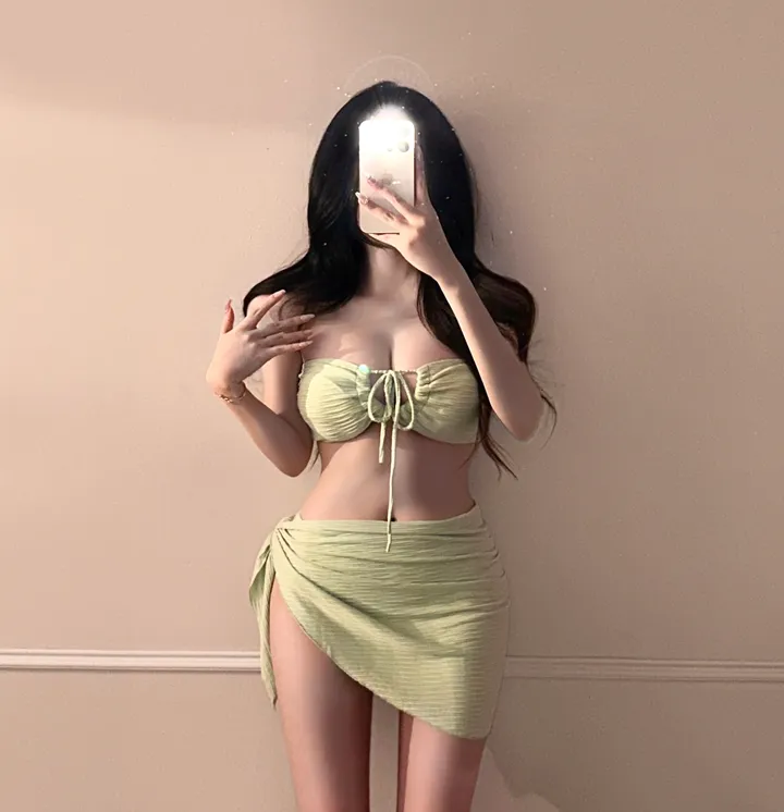 [최저가!!/핏보장/6col] 홀터넥 리본 X끈 4way 섹시 글램 스트랩 셔링 커버업 랩 스커트 치마 비키니 수영복 세트 비치웨어 휴양지룩 청순 여리 분위기 슬림핏 쓰리피스 상세 이미지 12