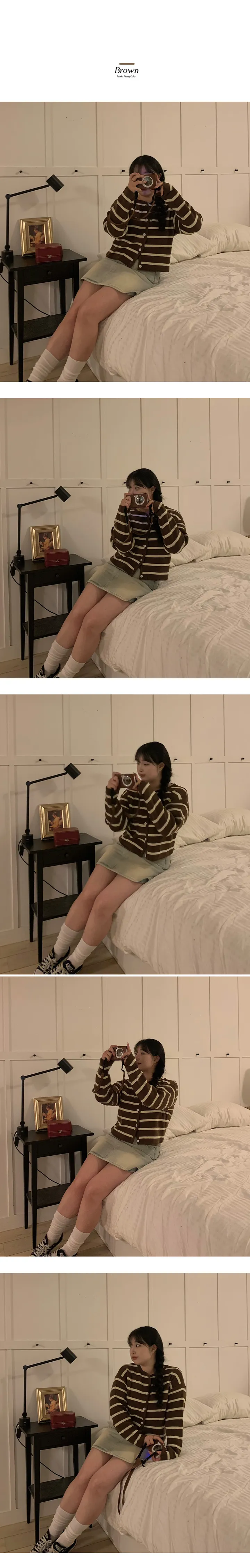 [6677/봄추천템!] 스트라이프 단가라 루즈핏 하찌 라운드 가디건 상세 이미지 9
