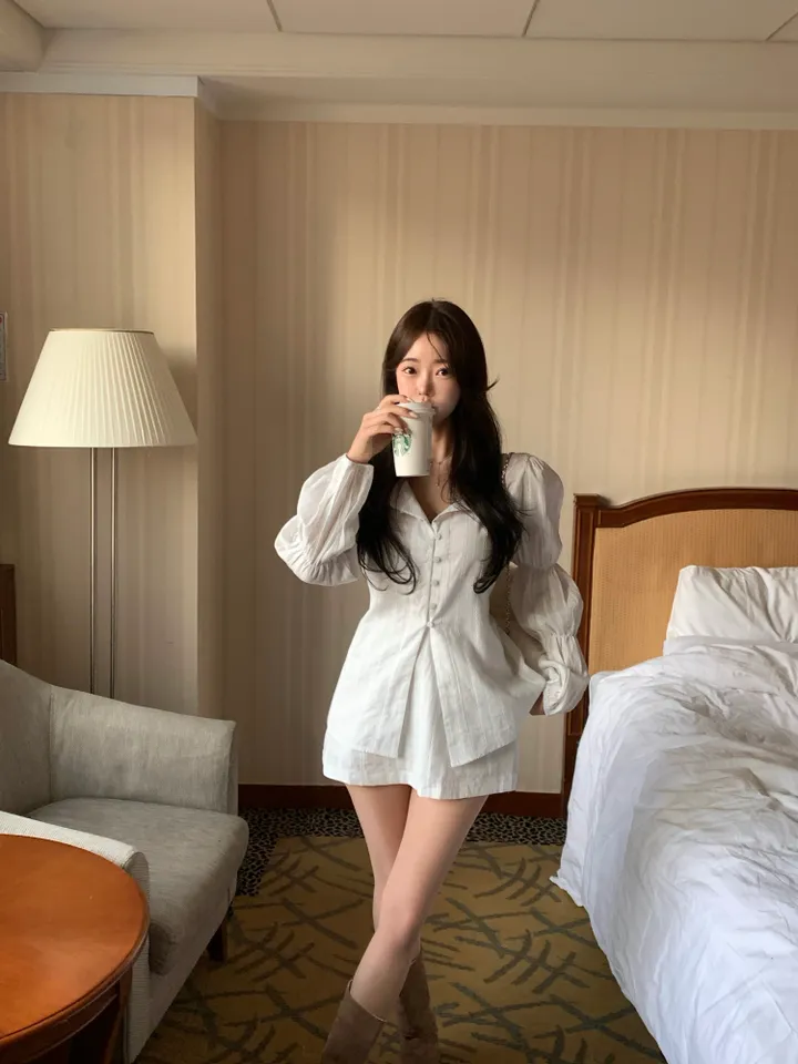 [SET*/자개단추] 아일릿 블라우스 스커트 세트-2col 상세 이미지 10