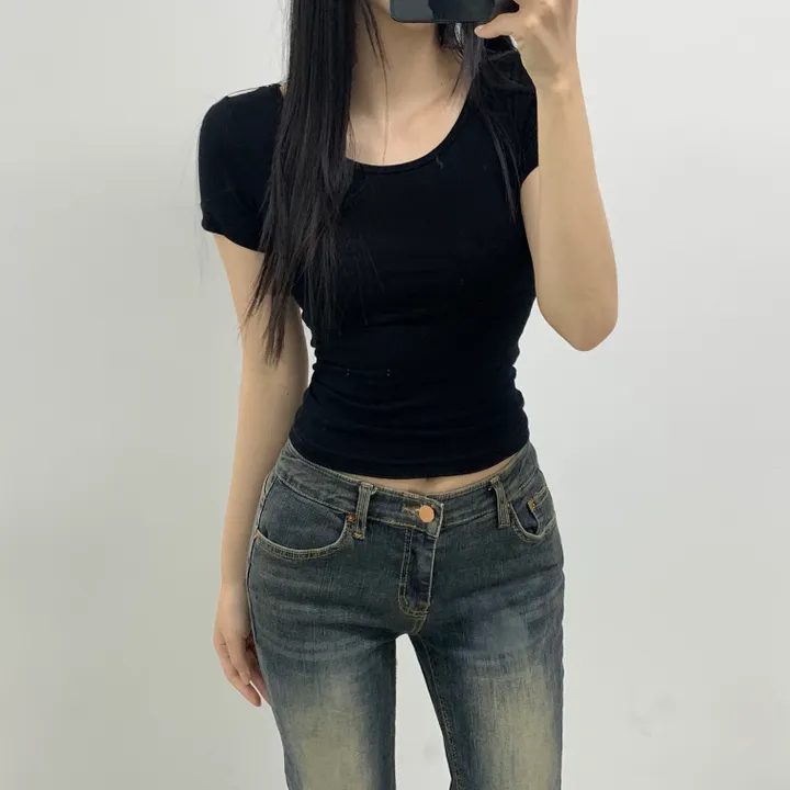 [목늘어짐X묶음할인!]몸매잡아주는 쫀쫀한 라운드 반팔티셔츠 상세 이미지 23