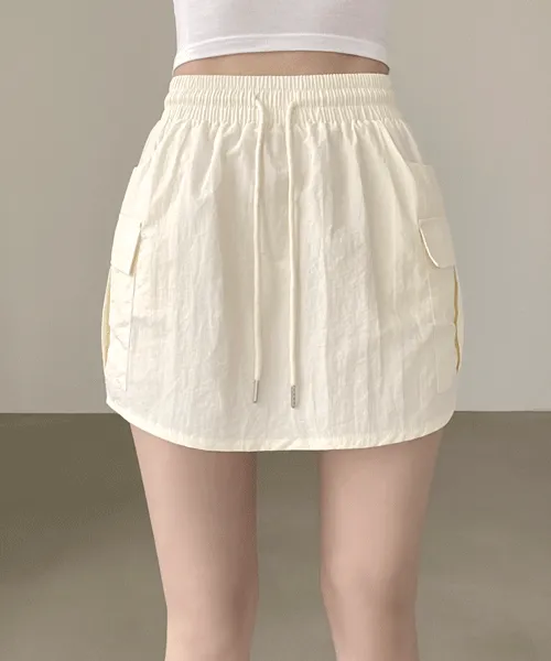 [바스락,힙카고!/속바지o] 핏보장, 하이웨스트 밴딩 포켓 카고 미니스커트 (2color)