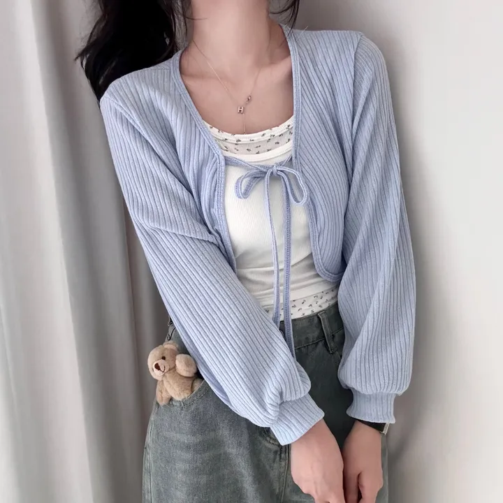 [하나사서 1년 뽕 뽑는*.*] 사계절템 살탐방지-! 골지 리본 발레코어 크롭 볼레로 가디건 상세 이미지 5