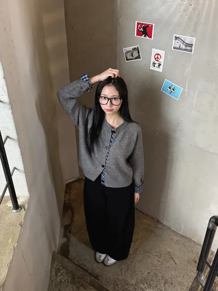 [5color/개강룩] 체크 배색 니트 가디건 상세 이미지 30