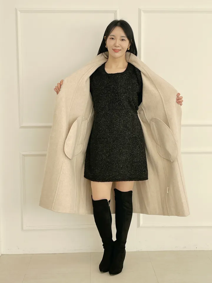 자체제작 원단부터 다른 엣지넥 양모 핸드메이드코트 빅사이즈 연말룩 하객룩 110까지 상세 이미지 11