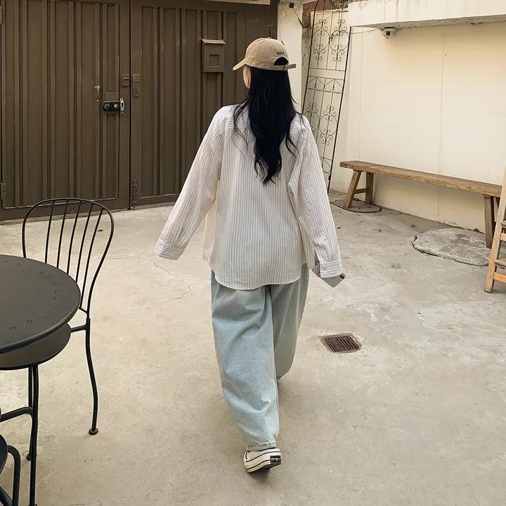 [여리여리~한여름까지✨] 린넨 오버핏 스트라이프 힙덮는 긴팔셔츠 레이어드 남방 꾸안꾸 캠퍼스룩 빅사이즈 상세 이미지 22