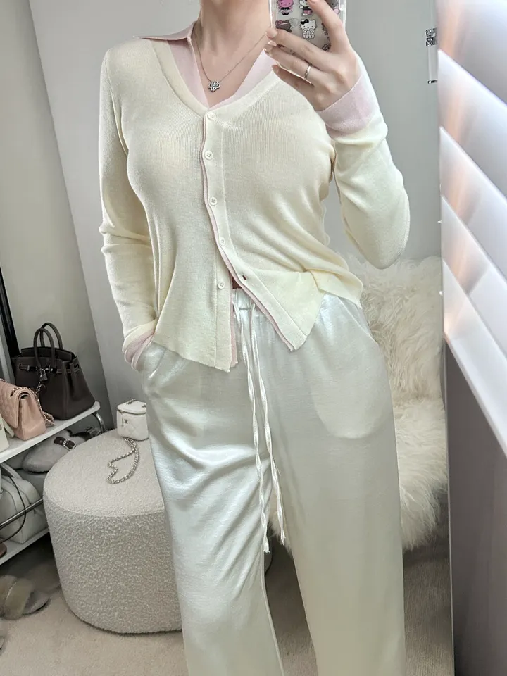 (강추)브리에 카라 배색 니트 가디건 -3color / 맨투맨 후드 집업 청바지 데님 원피스 3부팬츠 반바지 상세 이미지 14