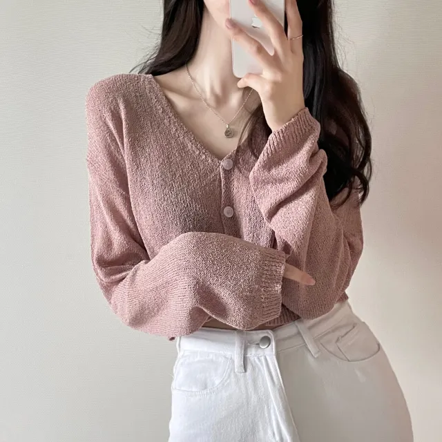 (5color)피넛 썸머 크롭 브이넥 가디건 상세 이미지 40