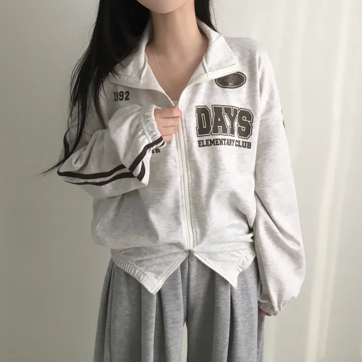문의폭주!![핏보장🖤/왕오버핏!] 플로어 빈티지 프린팅 레터링 두줄 라인 배색 카라 투웨이 트랙 집업 남녀공용 커플아우터 빅사이즈 상세 이미지 21