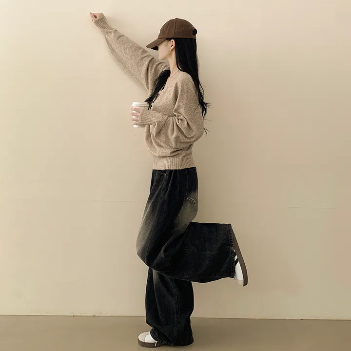 [얇은봄VER/리얼인생핏!] 여리여리~ 베이직 브이넥 나그랑 루즈핏 긴팔 봄니트 상세 이미지 20