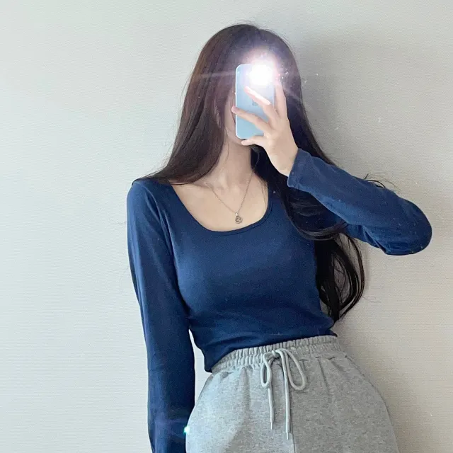 (4color/소장필수)기본 스퀘어넥 긴팔 -t 상세 이미지 6
