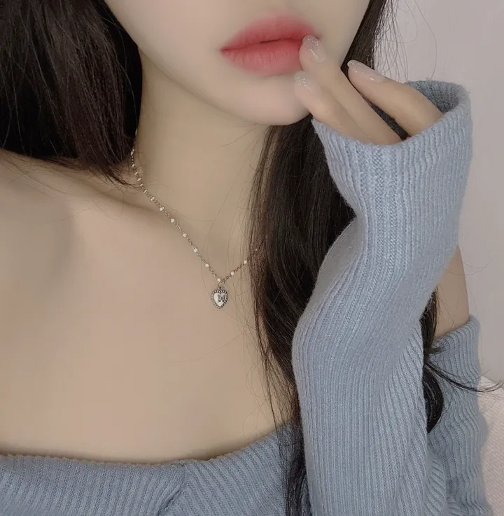 [당일출고/써지컬스틸] 하트 나비 에폭 목걸이 상세 이미지 4