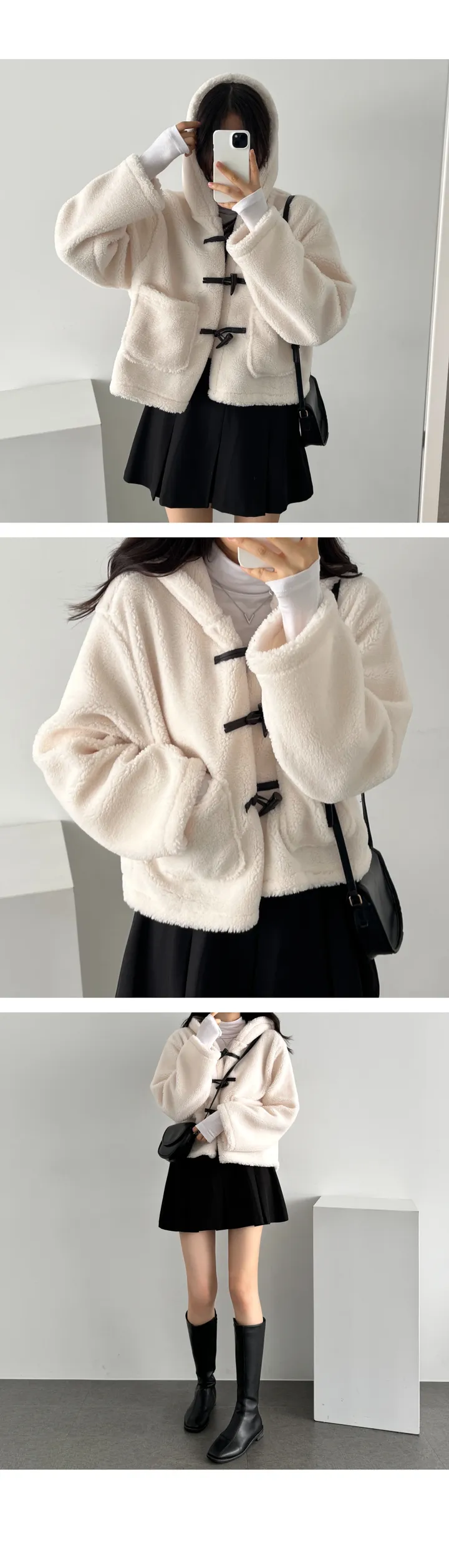 포근포근🌨️☃️] 뽀글 곰돌이 밍크 떡볶이 숏 후드 점퍼 자켓 상세 이미지 23