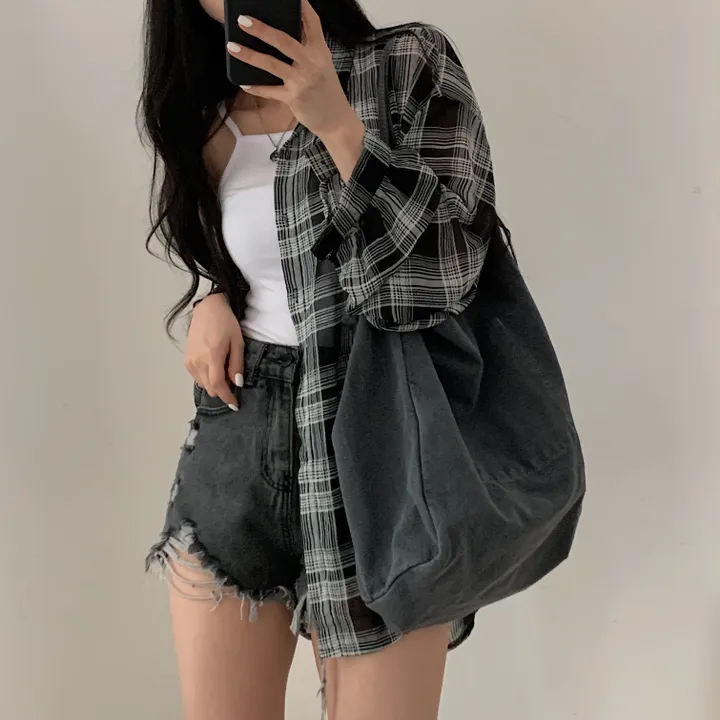 [장마철&휴가철] 은은한 시스루 루즈핏 체크남방,셔츠;2col 상세 이미지 23