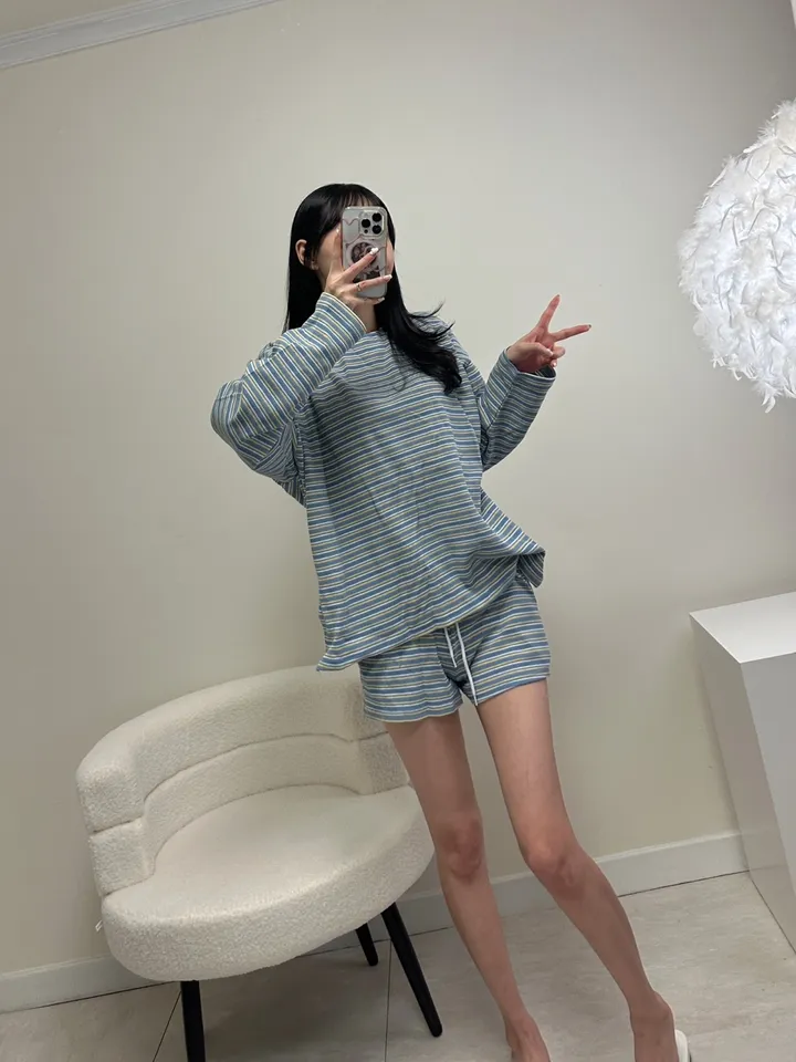 [장마룩] 와플 단가라 트레이닝 투피스 세트 상세 이미지 13