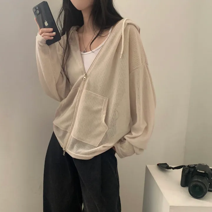 [여름아우터!/은은한비침] 한여름까지 필요한 투웨이 시스루 니트 후드집업,점퍼 - 5color 상세 이미지 20