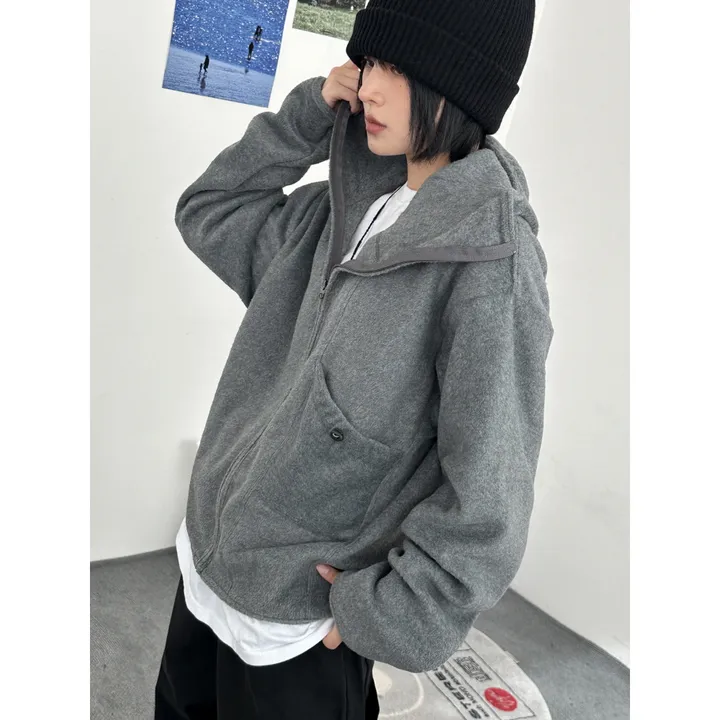 [UNISEX]히든 더 플리스 후리스 바라클라바 후드 포켓 스트링 포인트 집업(3color/3-5일 여유주문) 상세 이미지 12