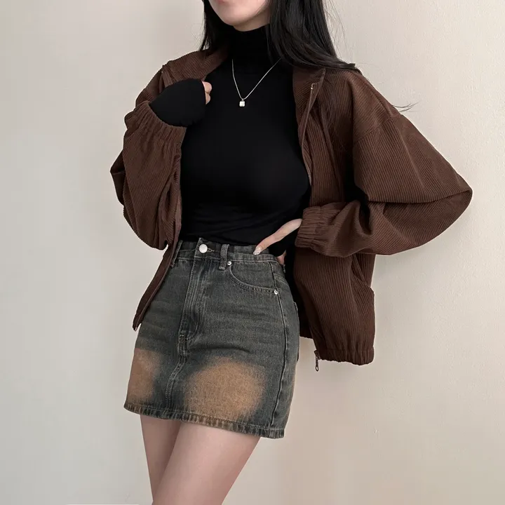 감성100% [최저/Y2K] 카라멜 코듀로이 반집업 - 5color 상세 이미지 17
