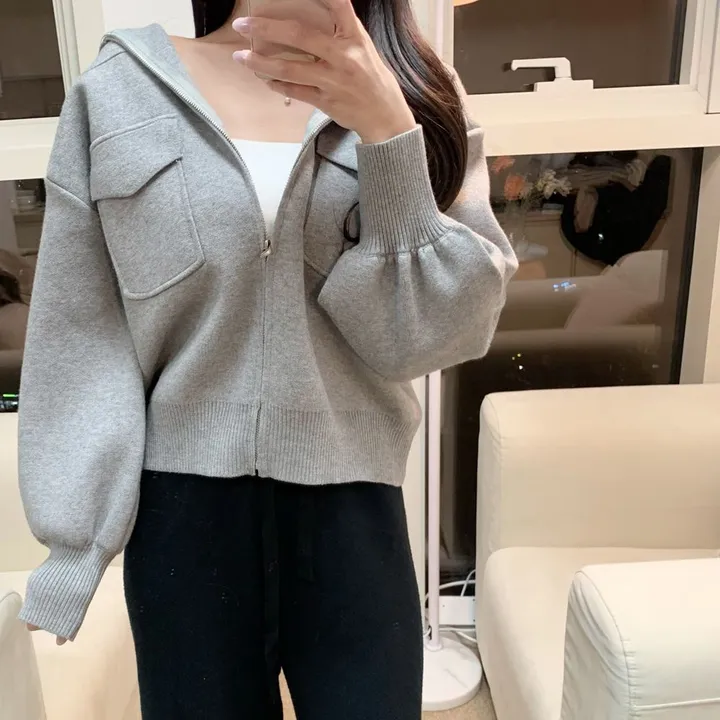 봄신상 고퀄리티 벌룬소매 아방핏 집업니트가디건  4COLOR 상세 이미지 23