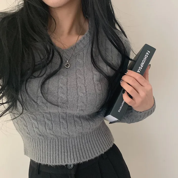 [허리보정2탄] 에브리데이 꽈배기 브이넥 니트 ;4col 상세 이미지 4
