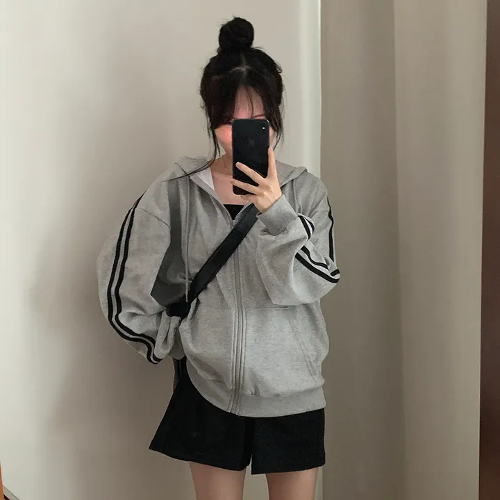 [루즈핏/꾸안꾸🖤] 키트 투라인 후드 집업 점퍼 상세 이미지 34