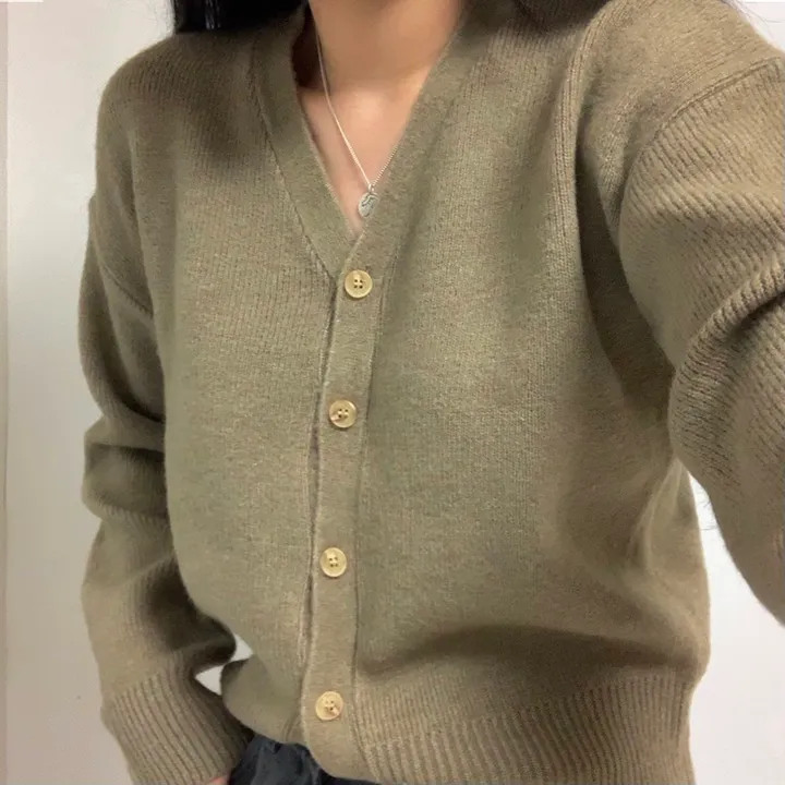 [7컬러/도톰해요!] 촘촘한 짜임의 데일리 브이넥 니트 가디건 상세 이미지 37