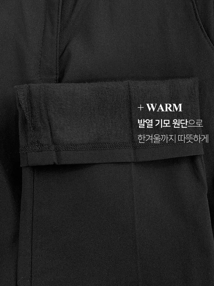 [겨울코디❄️/겨울필수템☃️] 기모 사방스판 슬림 일자 블랙 팬츠 (숏,기본,롱기장) - 4size 상세 이미지 5