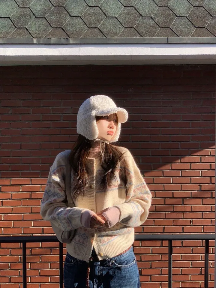 [연말룩❄부드러워요💭]키츠 윈터 노르딕 자가드 파스텔 루즈핏 니트 가디건 2color 상세 이미지 42