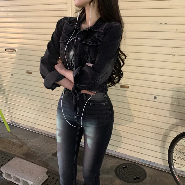 재입고완료 [ 인스타폭주템🐰🖤 ] 포트 흑청 데님 청자켓 크롭 봄 자켓 상세 이미지 14